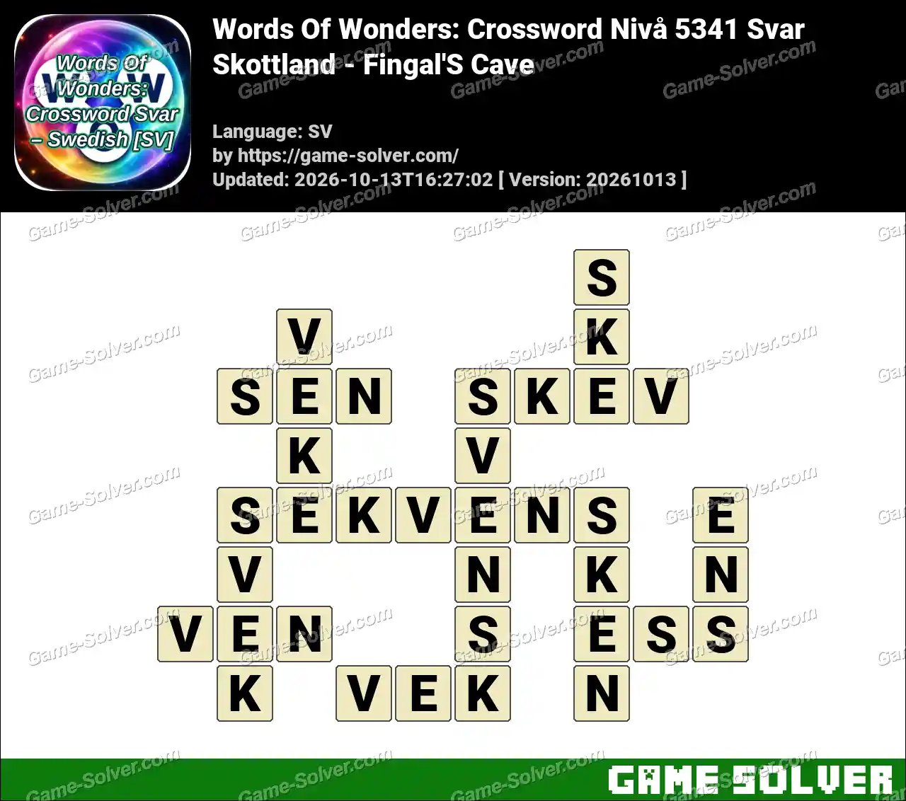 Words Of Wonders: Crossword Nivå 5341 Svar – Skottland – Fingal’S Cave